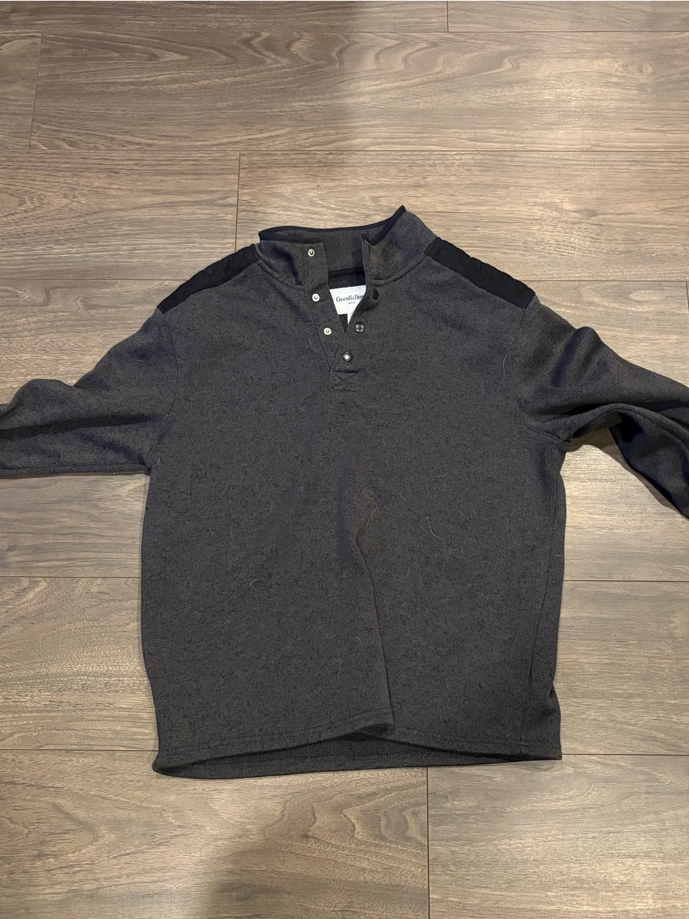 Goodfellow & Co Dark Gray Crewneck Quarter-Snap Sweater